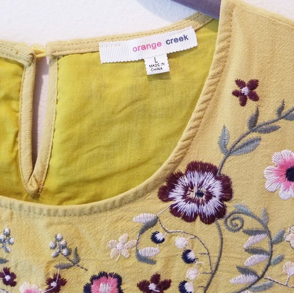 Orange Creek Floral Embroidered Yellow Dress - Picture 3 of 8